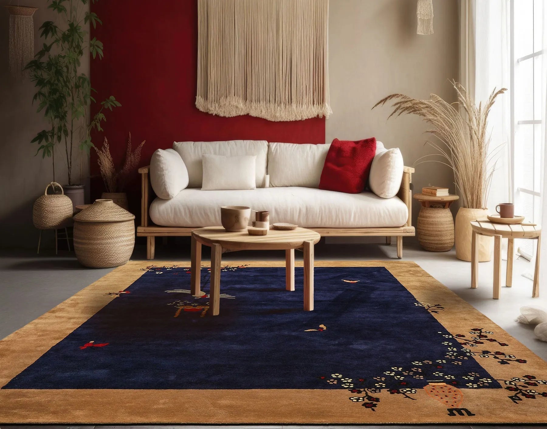 LoomBloom Multi Size Navy Hand Tufted Vase Transitional Chinese Art Deco New Zealand Wool Oriental Area Rug-2