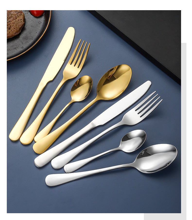 Stainless steel tableware 24 pieces set Western steak knife fork spoon restaurant hotel with storage rack gift box