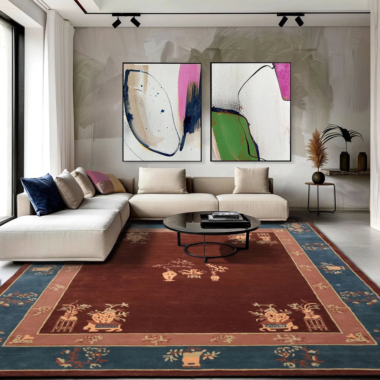 LoomBloom Multi Size Brown Hand Tufted Vase Transitional Chinese Art Deco New Zealand Wool Oriental Area Rug-2