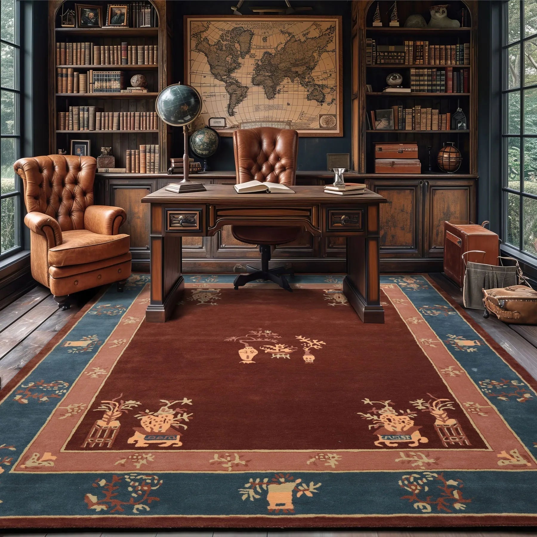 LoomBloom Multi Size Brown Hand Tufted Vase Transitional Chinese Art Deco New Zealand Wool Oriental Area Rug-0