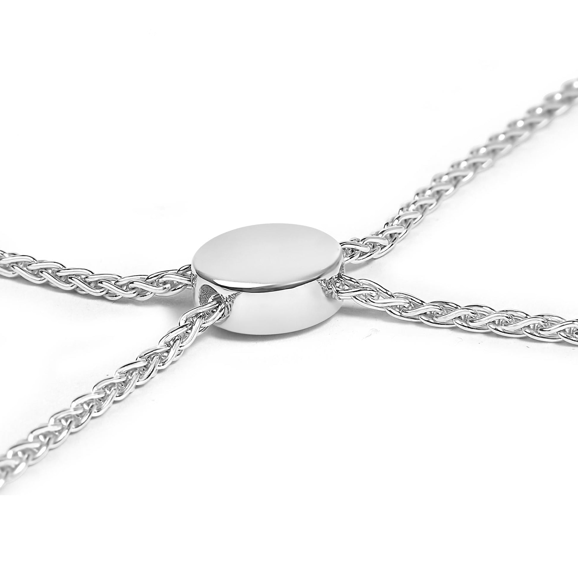 .925 Sterling Silver Diamond Accent Ribbon and Circle Bolo Adjustable Bracelet-1