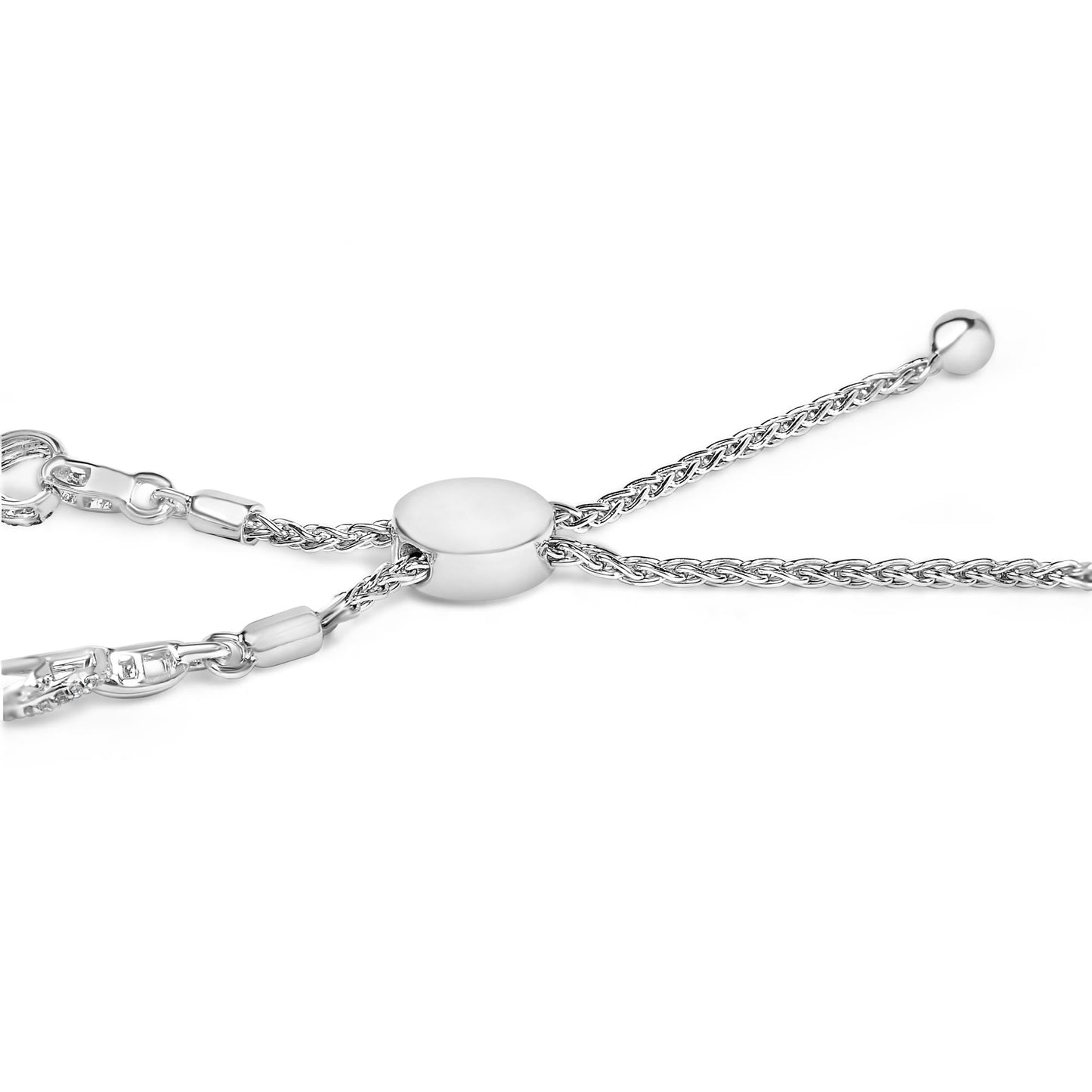 .925 Sterling Silver 1/2 Cttw Diamond Infinity Link Bolo Bracelet-1
