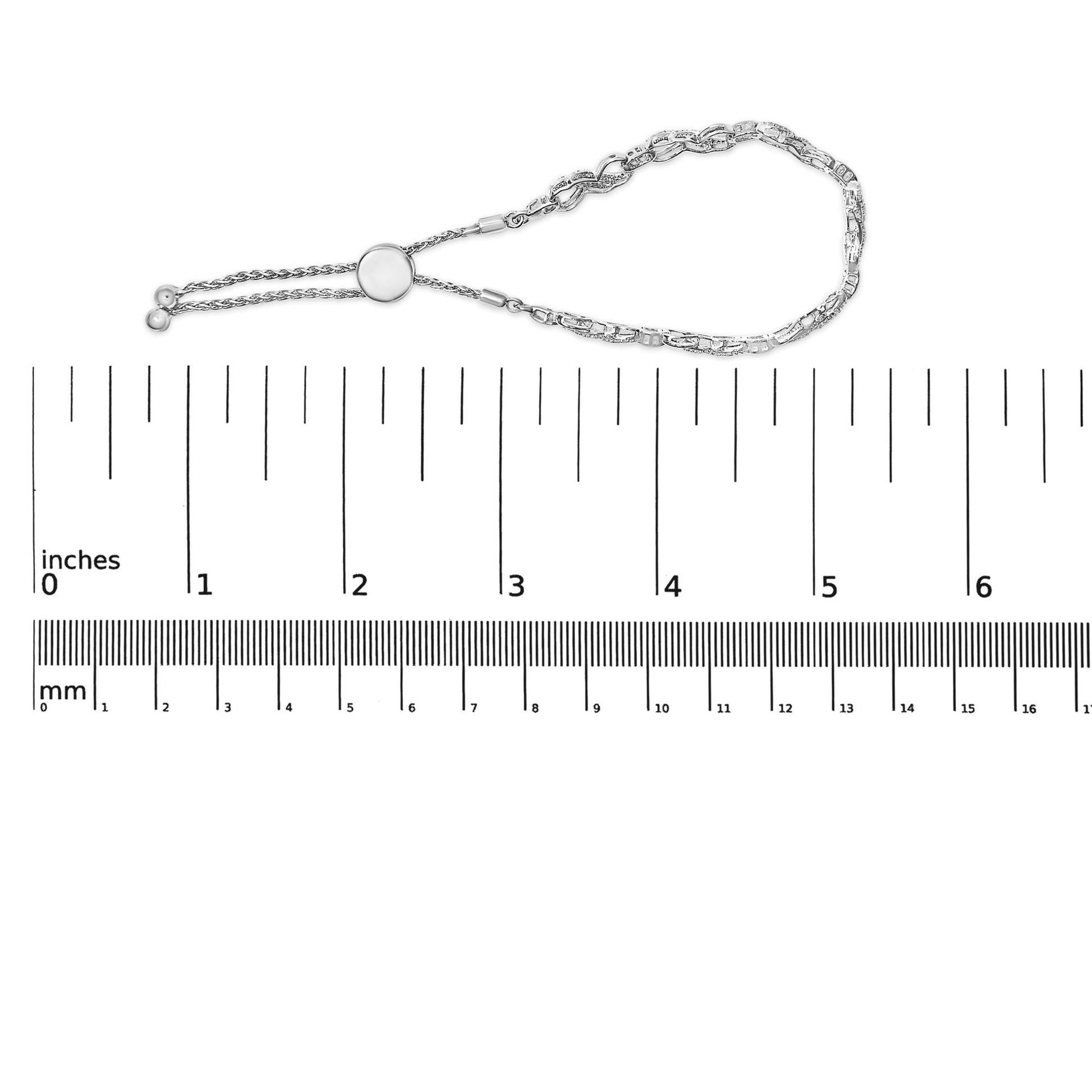 .925 Sterling Silver 1/2 Cttw Diamond Infinity Link Bolo Bracelet-4