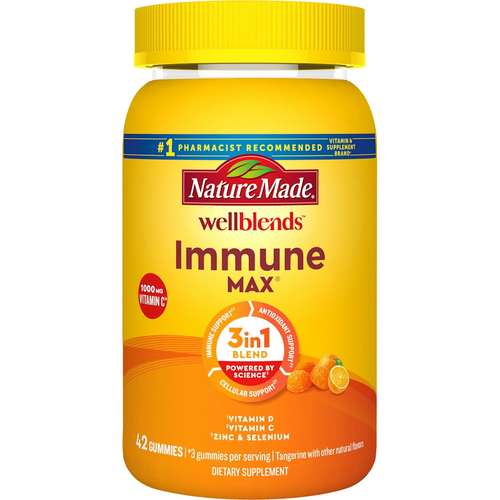 Nature Made Immune Max, Tangerine, 3 In 1 Blend, Gummies