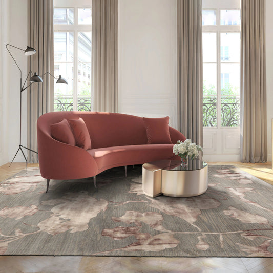LoomBloom Multi Sizes Gray Contemporary Botanical Hand Tufted Floral Wool Oriental Area Rug-0
