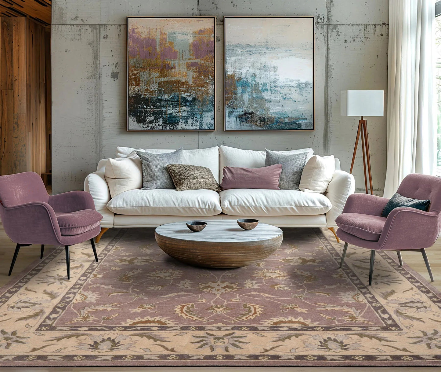 LoomBloom Multi Size Aubergine Hand Tufted Traditional Abstract Wool Oriental Area Rug-2