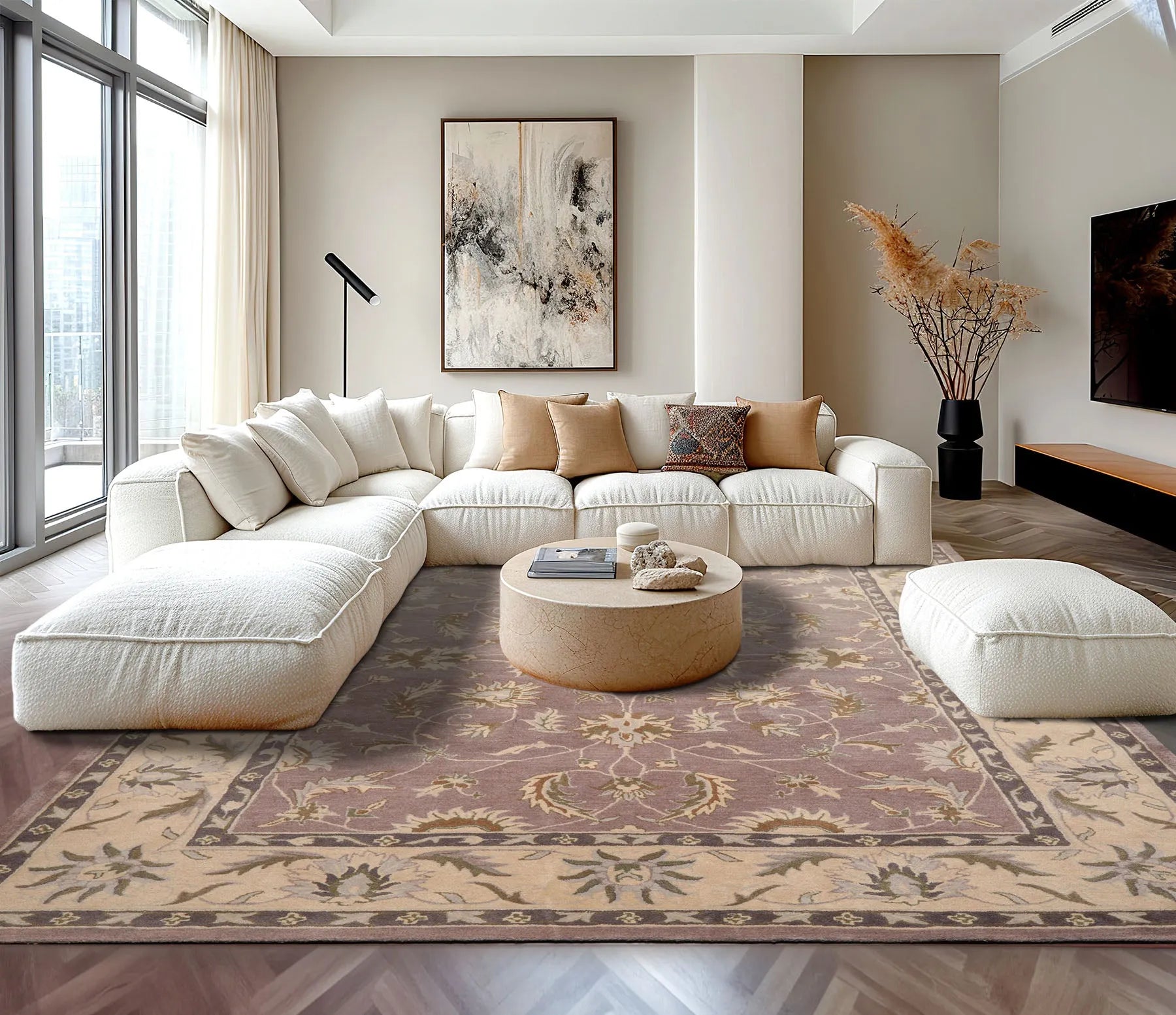 LoomBloom Multi Size Aubergine Hand Tufted Traditional Abstract Wool Oriental Area Rug-1