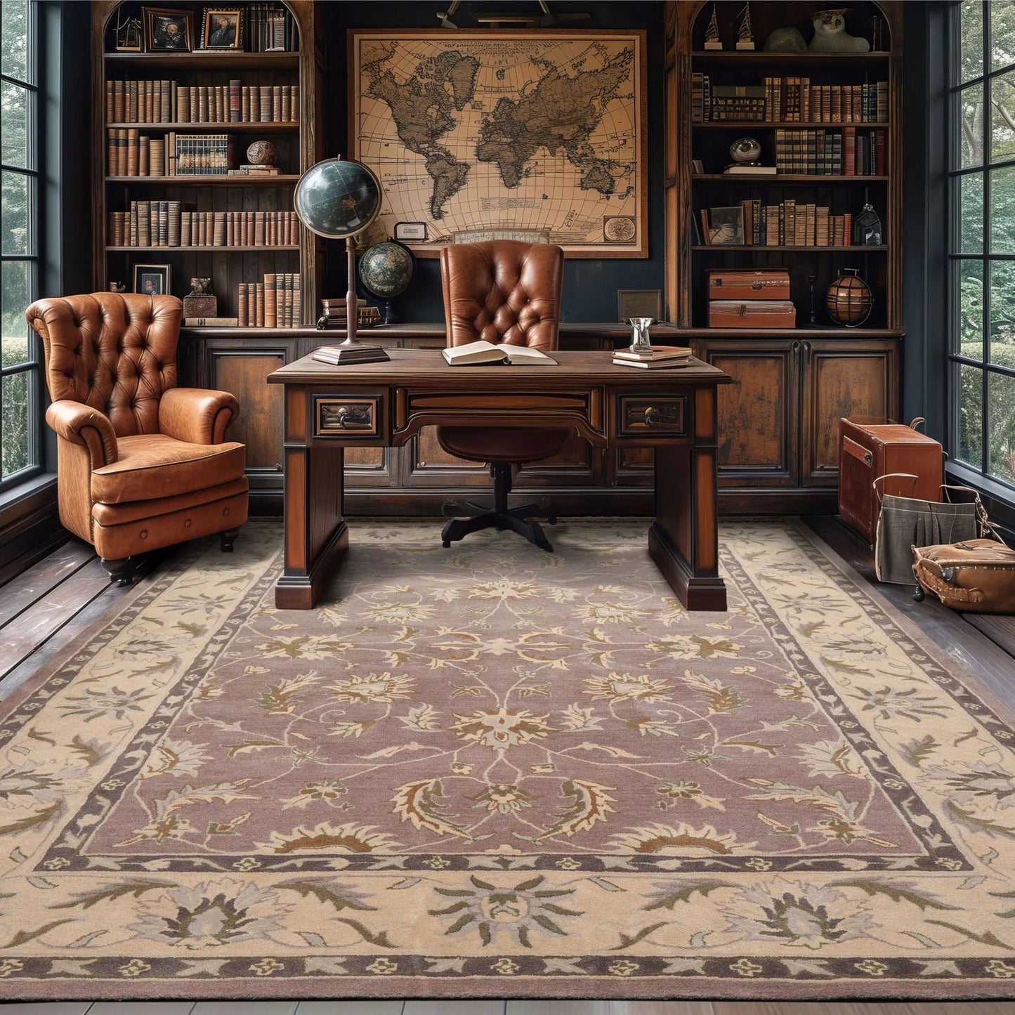 LoomBloom Multi Size Aubergine Hand Tufted Traditional Abstract Wool Oriental Area Rug-3