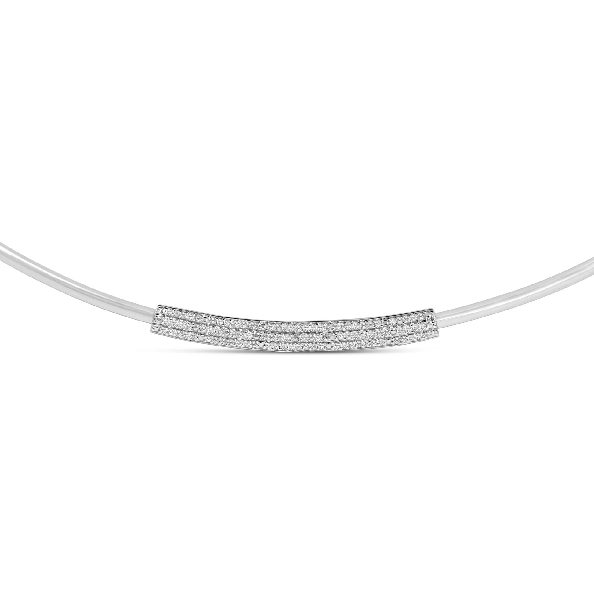 .925 Sterling Silver 1/5 Cttw Diamond Curved Bar Diamond Necklace-1