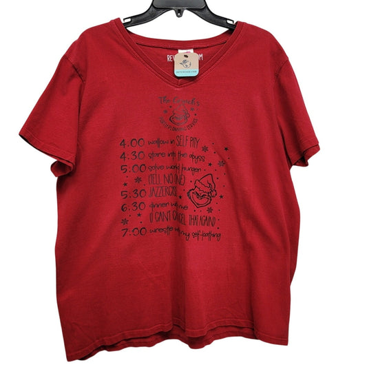 Hand Printed Women XL Grinch's Christmas Party Planning Service Short Sleeve Tee
