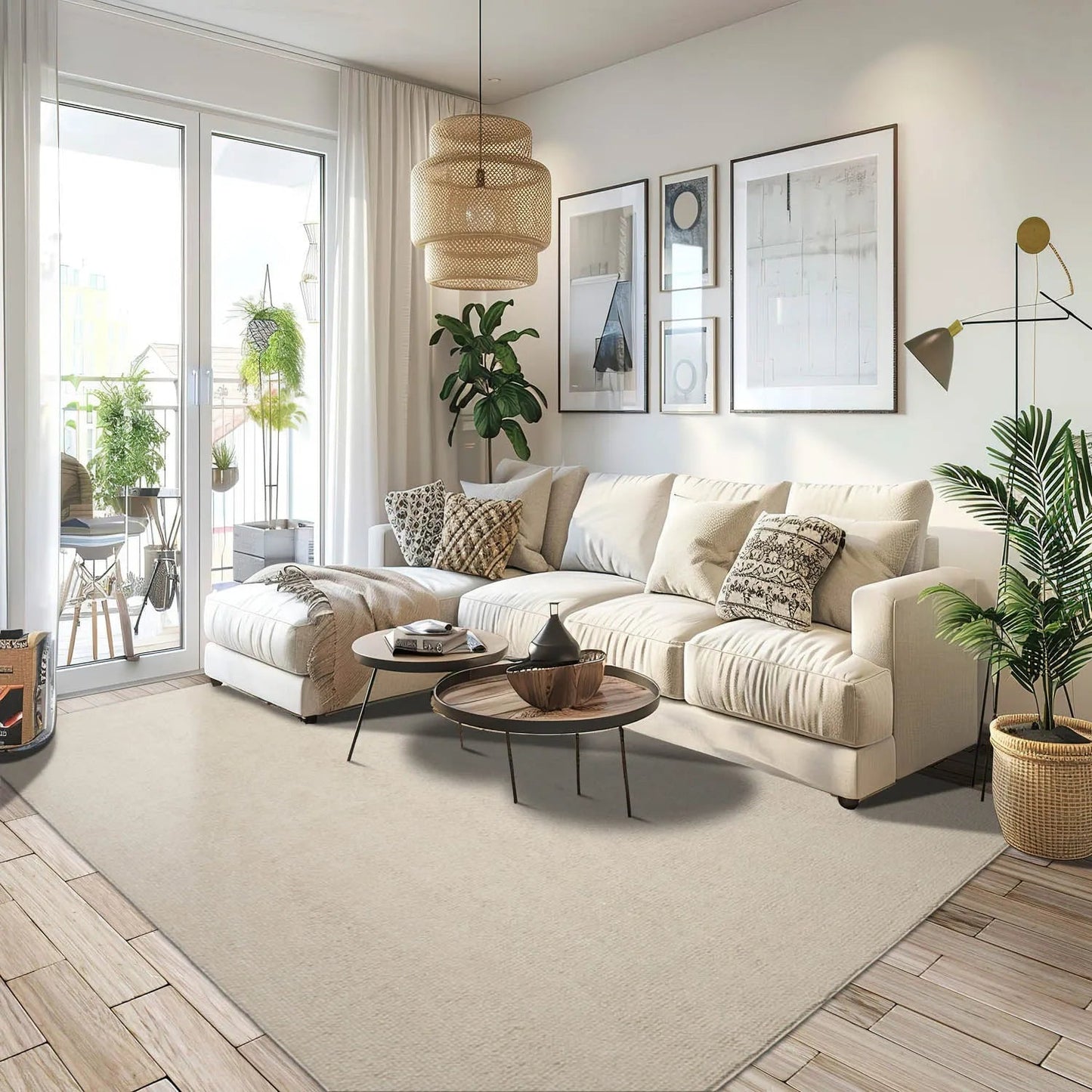 LoomBloom Multi Sizes Ivory Hand Woven Contemporary Textured New Zealand Wool Oriental Area Rug-1