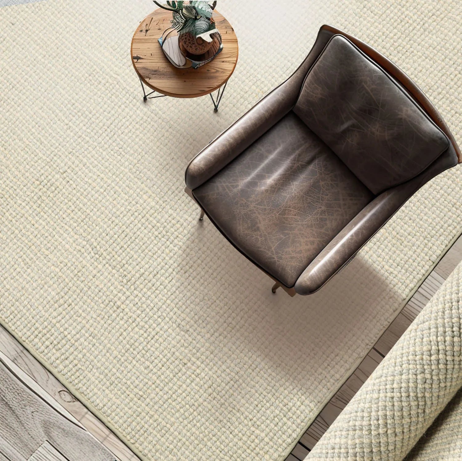 LoomBloom Multi Sizes Sea Foam Hand Woven Contemporary Berber Textured 100% New Zealand Wool Oriental Area Rug-0