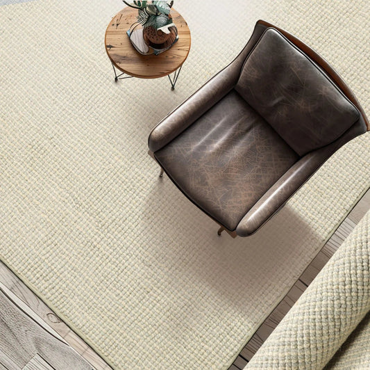 LoomBloom Multi Sizes Sea Foam Hand Woven Contemporary Berber Textured 100% New Zealand Wool Oriental Area Rug-0
