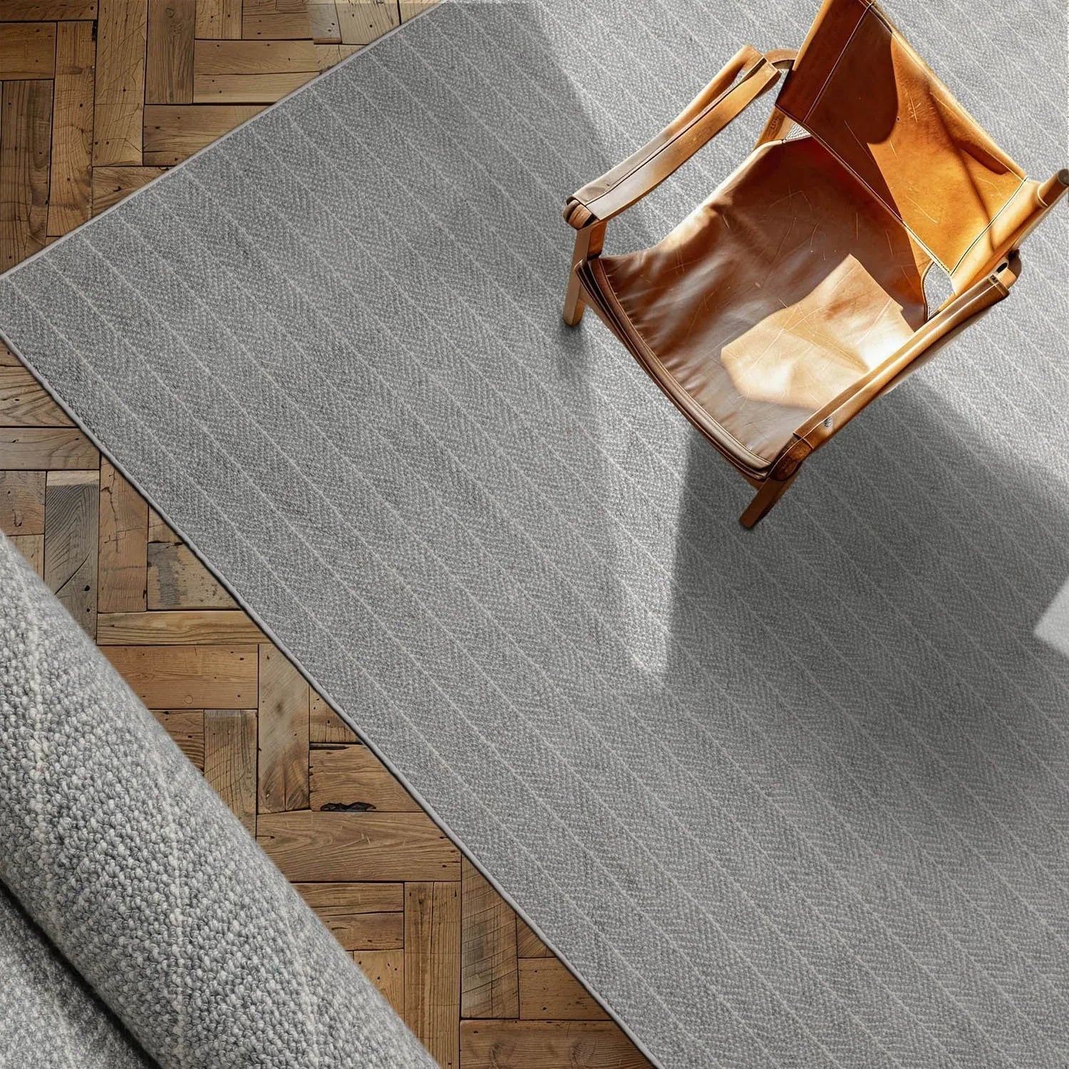 LoomBloom Multi Size Ash Gray Hand Tufted Contemporary Berber Herringbone 100% New Zealand Wool Oriental Area Rug-0