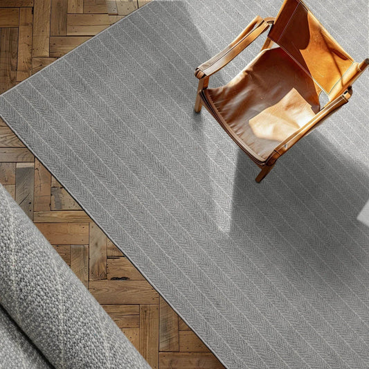 LoomBloom Multi Size Ash Gray Hand Tufted Contemporary Berber Herringbone 100% New Zealand Wool Oriental Area Rug-0