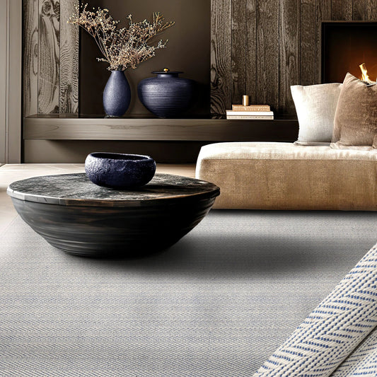 LoomBloom Multi Sizes Ivory Hand Woven Contemporary Flatweave Herringbone New Zealand Wool Oriental Area Rug-0