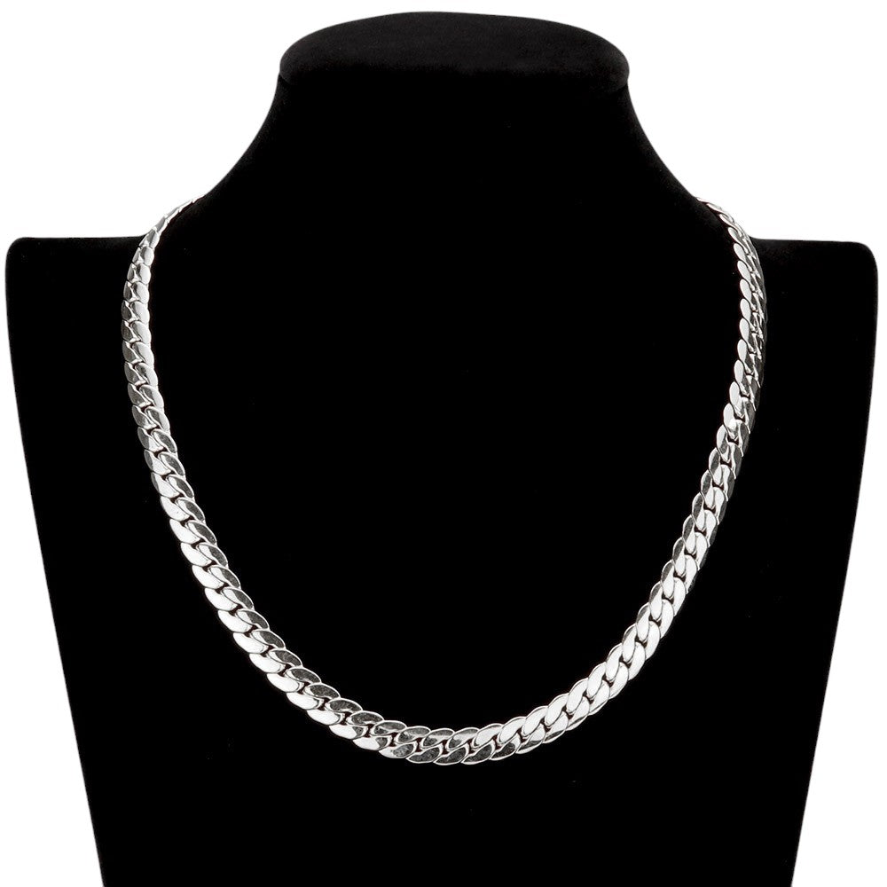 18 INCH, 8mm Stainless Steel Metal Chain Necklace