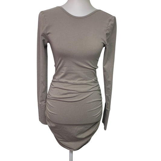 New American Eagle Womens Small Long Sleeve Open Back BodyCon Dress w Thumbholes