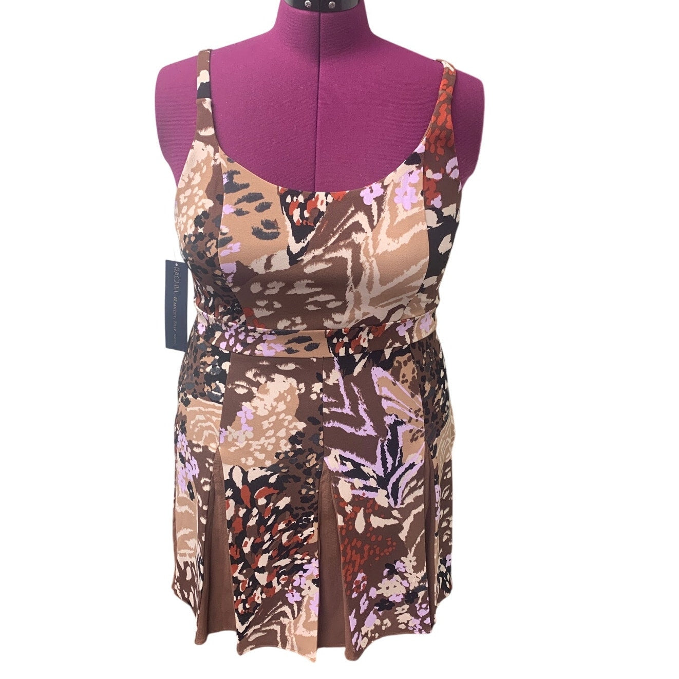 New Rachel Roy Womens XL Strappy Knee Length Floral Camo Fit Flare Dress