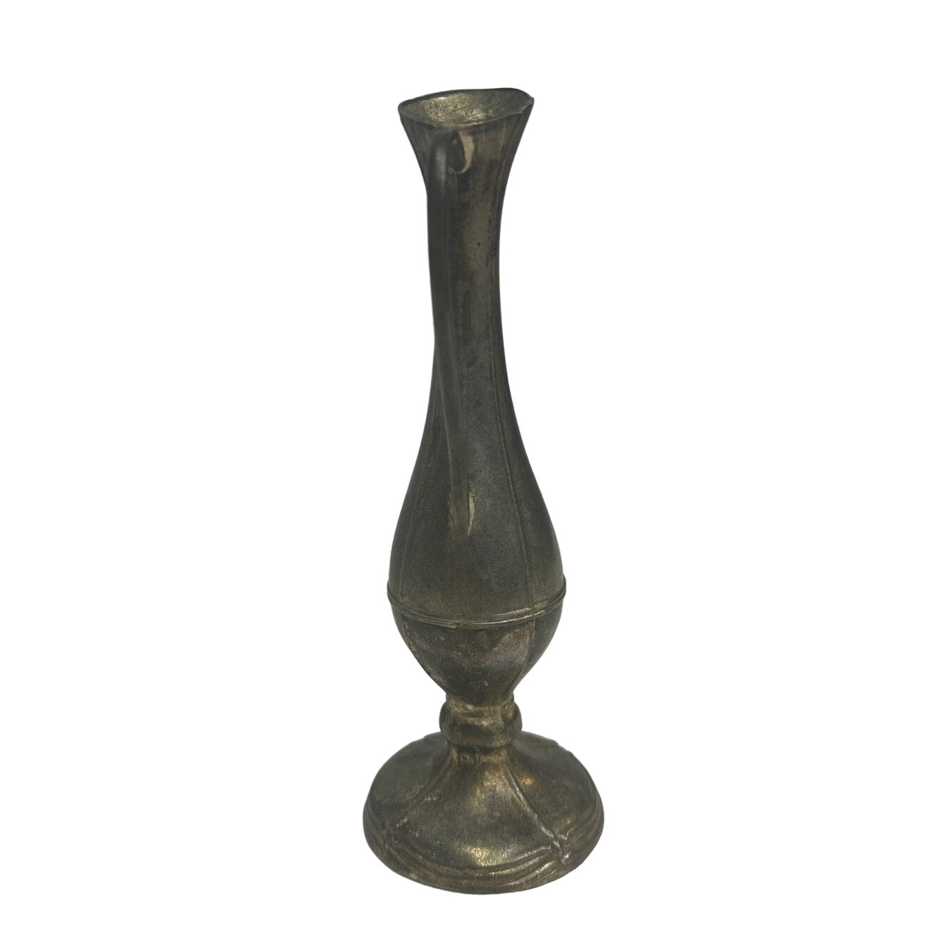 Vintage Silver Plated Tarnished Patina Scrollwork Bud Vase Mini Pitcher w Handle