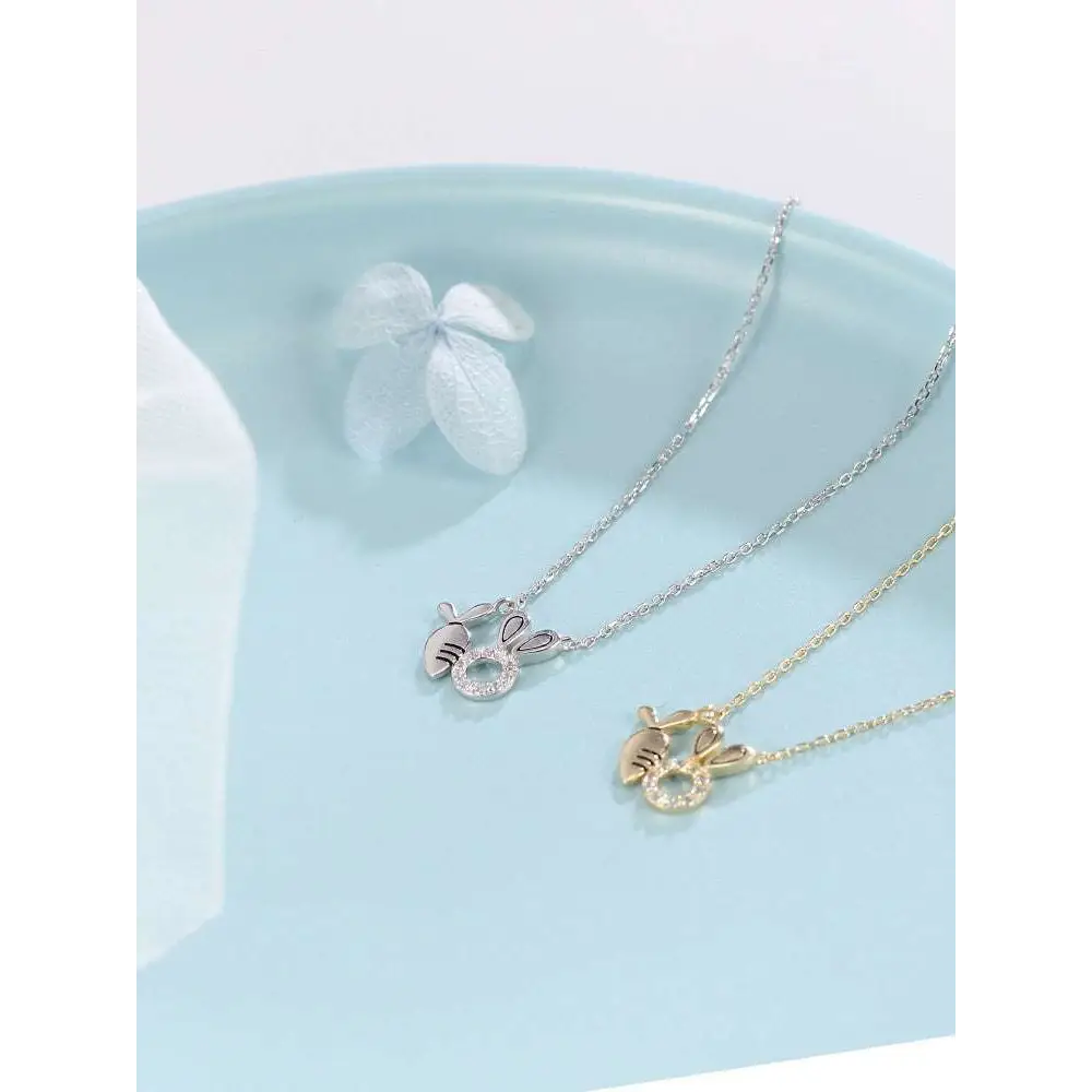 18K Gold Plated Rabbit Pendant Necklace with Carrot
