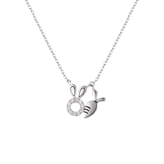 18K Gold Plated Rabbit Pendant Necklace with Carrot