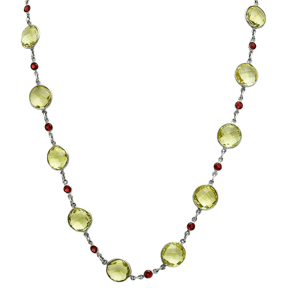 Premium Quality Lemon Quartz Briolette & Garnet Necklace N-1024 19-EN10057-1
