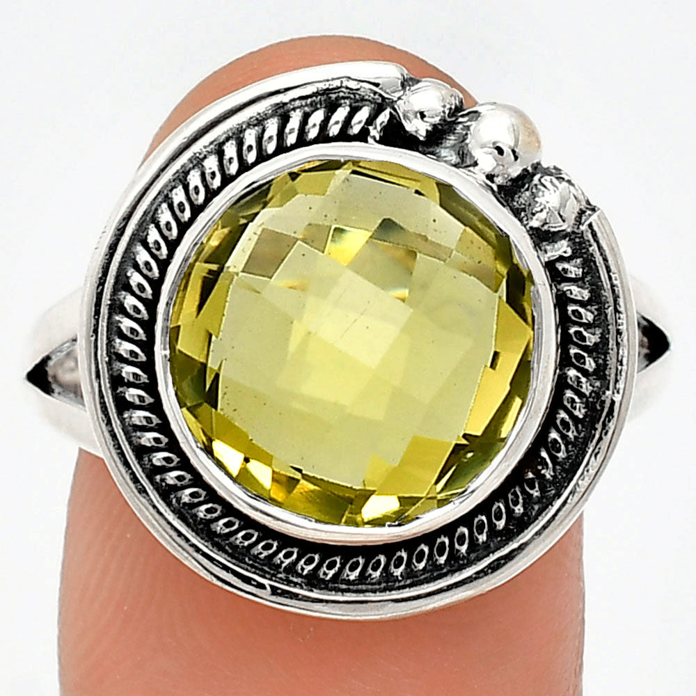 Premium Quality Green Gold Checker Briolette Ring size-9.5 R-1148 19-ER10228-0