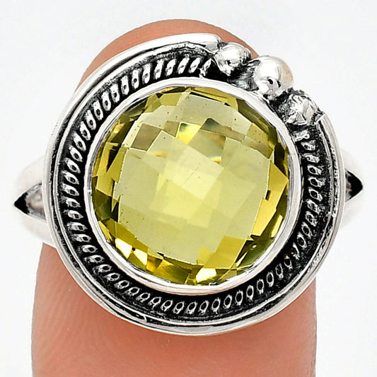 Premium Quality Green Gold Checker Briolette Ring size-9.5 R-1148 19-ER10228-0
