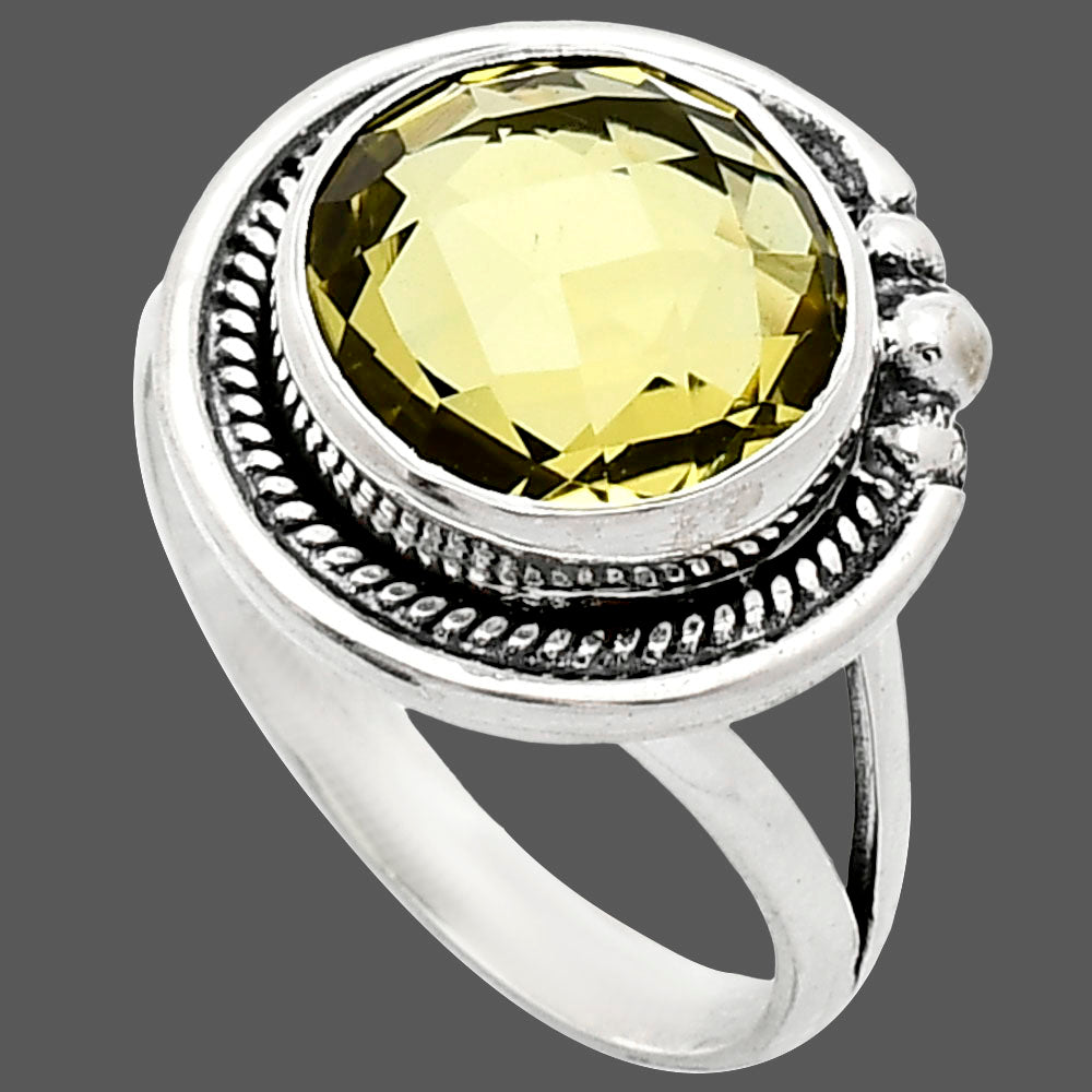 Premium Quality Green Gold Checker Briolette Ring size-9.5 R-1148 19-ER10228-2