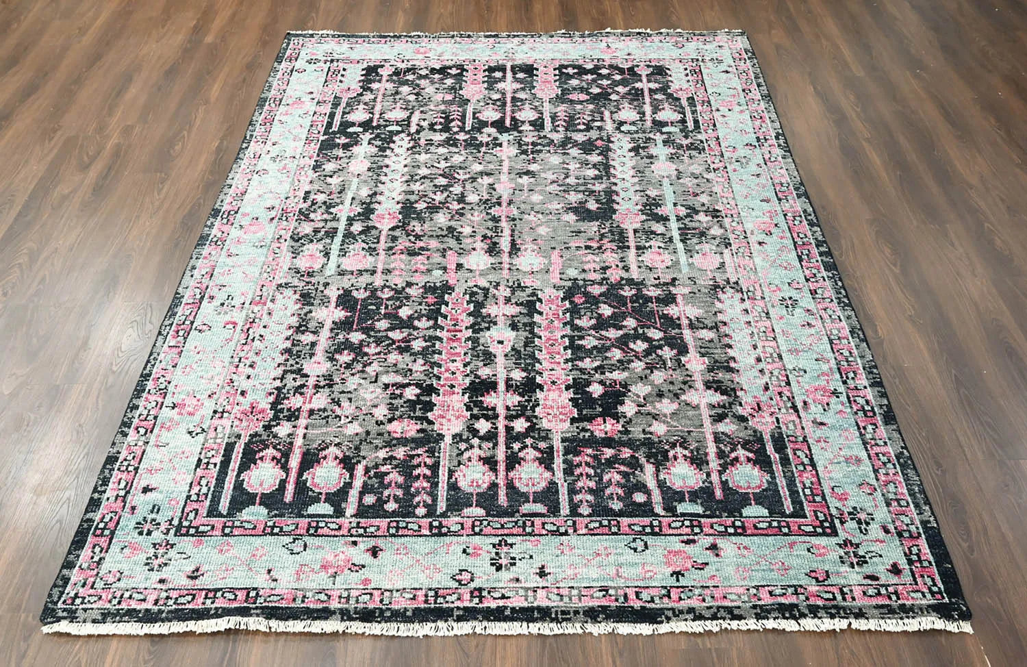 Multi Size Black, Gray Hand Knotted Arts & Crafts 100% Wool Turkish Oushak Traditional Oriental Area Rug-2