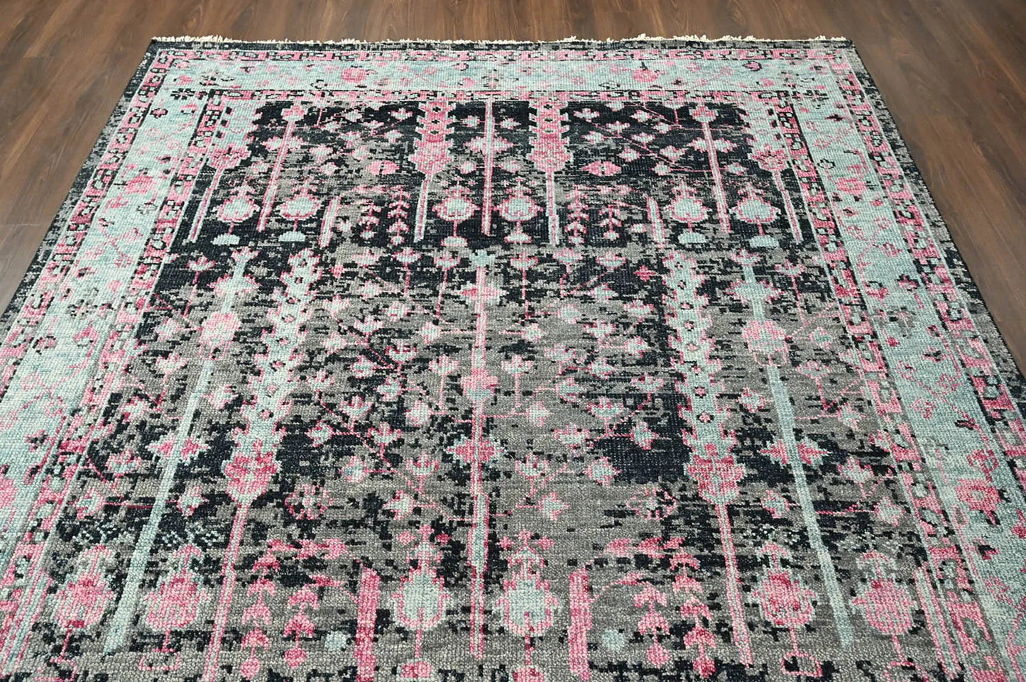 Multi Size Black, Gray Hand Knotted Arts & Crafts 100% Wool Turkish Oushak Traditional Oriental Area Rug-4