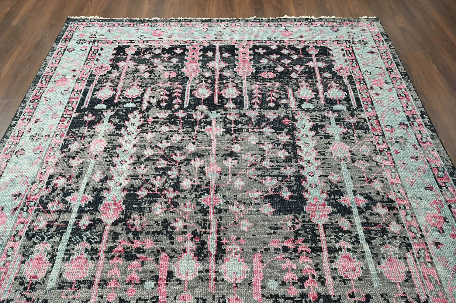 Multi Size Black, Gray Hand Knotted Arts & Crafts 100% Wool Turkish Oushak Traditional Oriental Area Rug-4