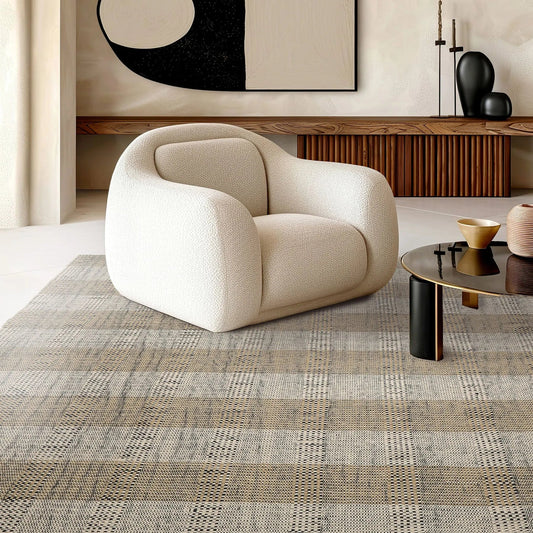 LoomBloom Plaid  Multi Sizes Ivory Hand Woven Flatweave Modern Wool Oriental Area Rug-0