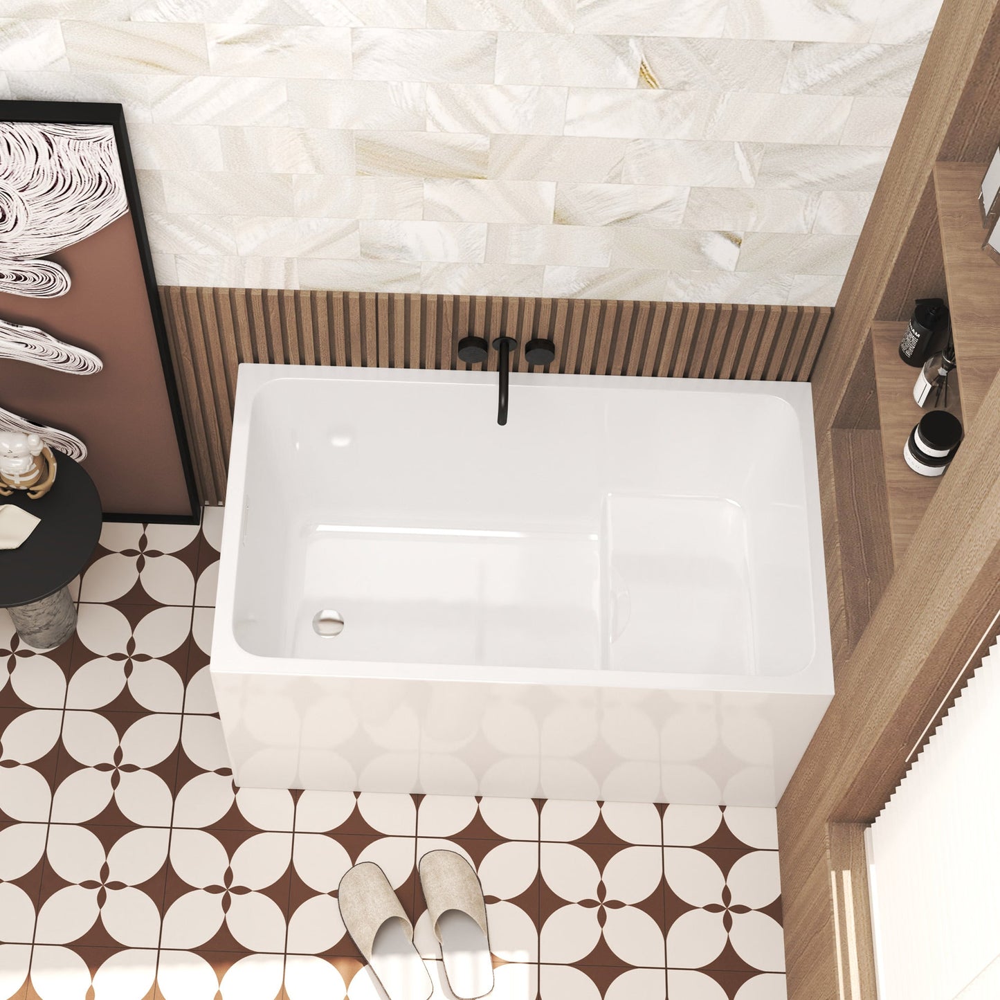 47" Acrylic Freestanding Bathtub with Seat