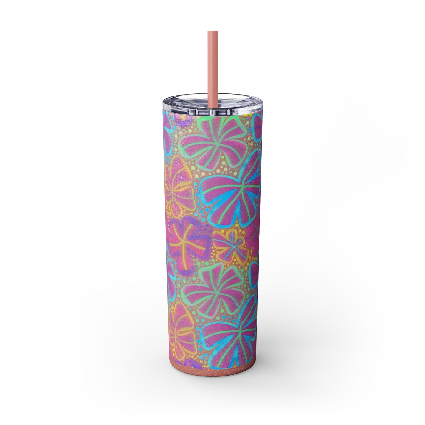 Pastel Butterfly Tumbler, 20oz Drinkware, Spring Decor, Cute Gift for Her, Eco-Friendly Cup, Floral Water Bottle