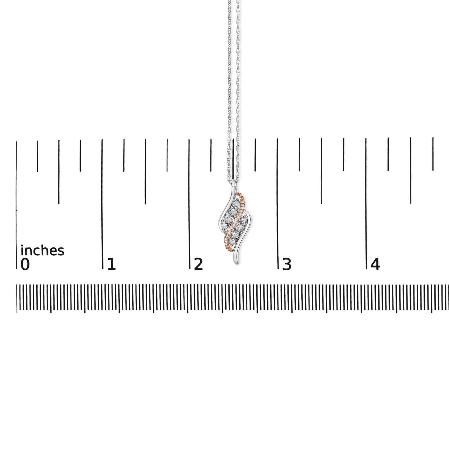 14k Rose Gold Plated Sterling Silver 1/10 Cttw Diamond Swirl Pendant Necklace-4