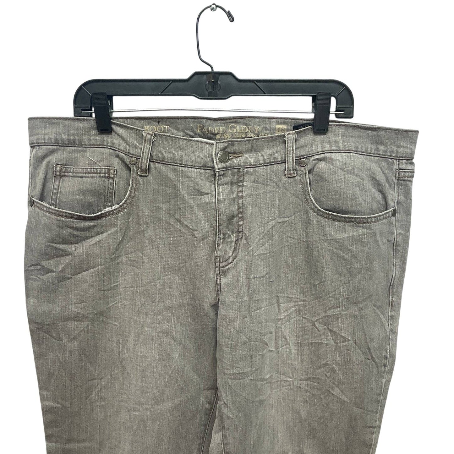 Faded Glory Size 18 Petite Boot Cut Light Gray Straight Leg Stretch Denim Jeans