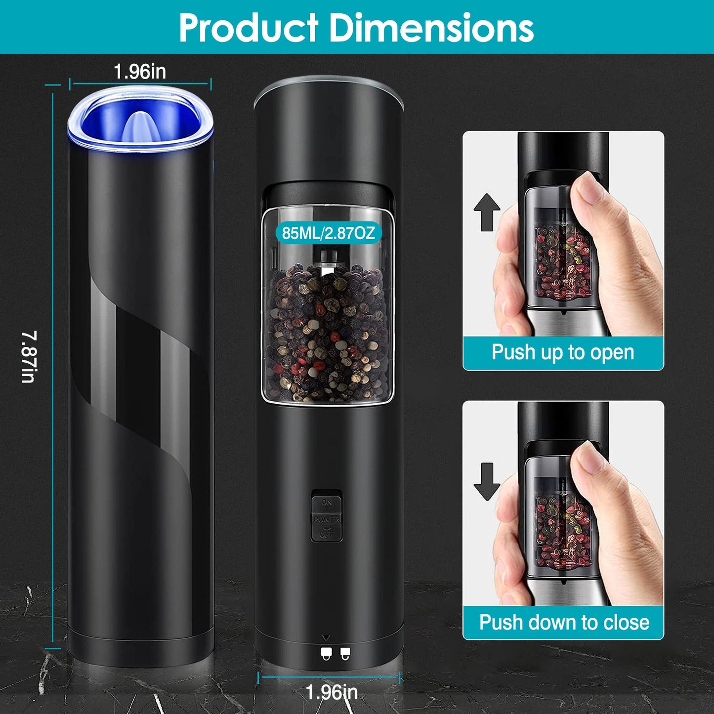 Electric Salt & Pepper Grinder – Gravity Sensor with LED