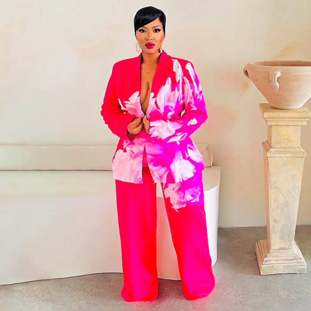 Printed jacket and pants set