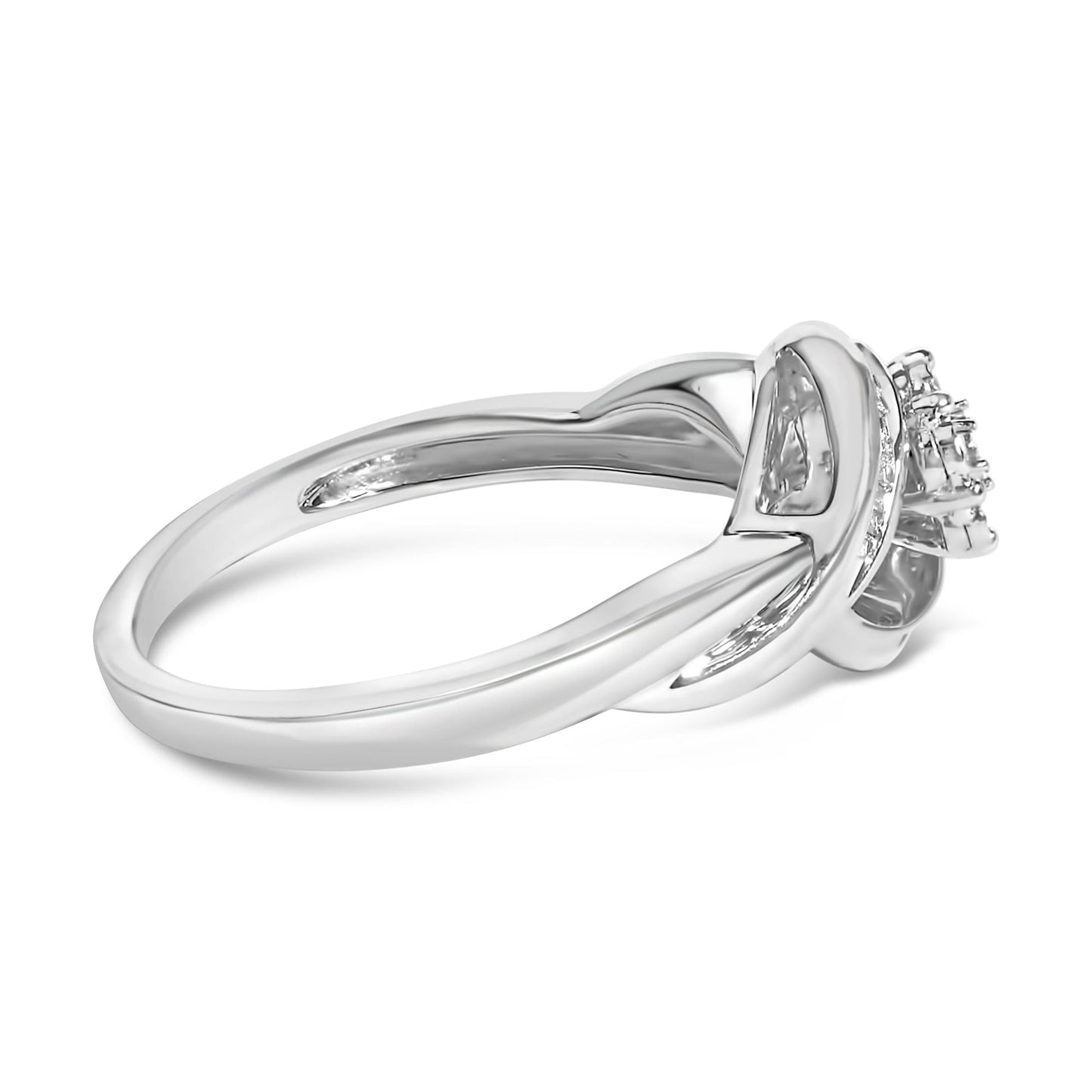 Sterling Silver 1/10 Cttw Diamond Bypass Cluster Ring-1
