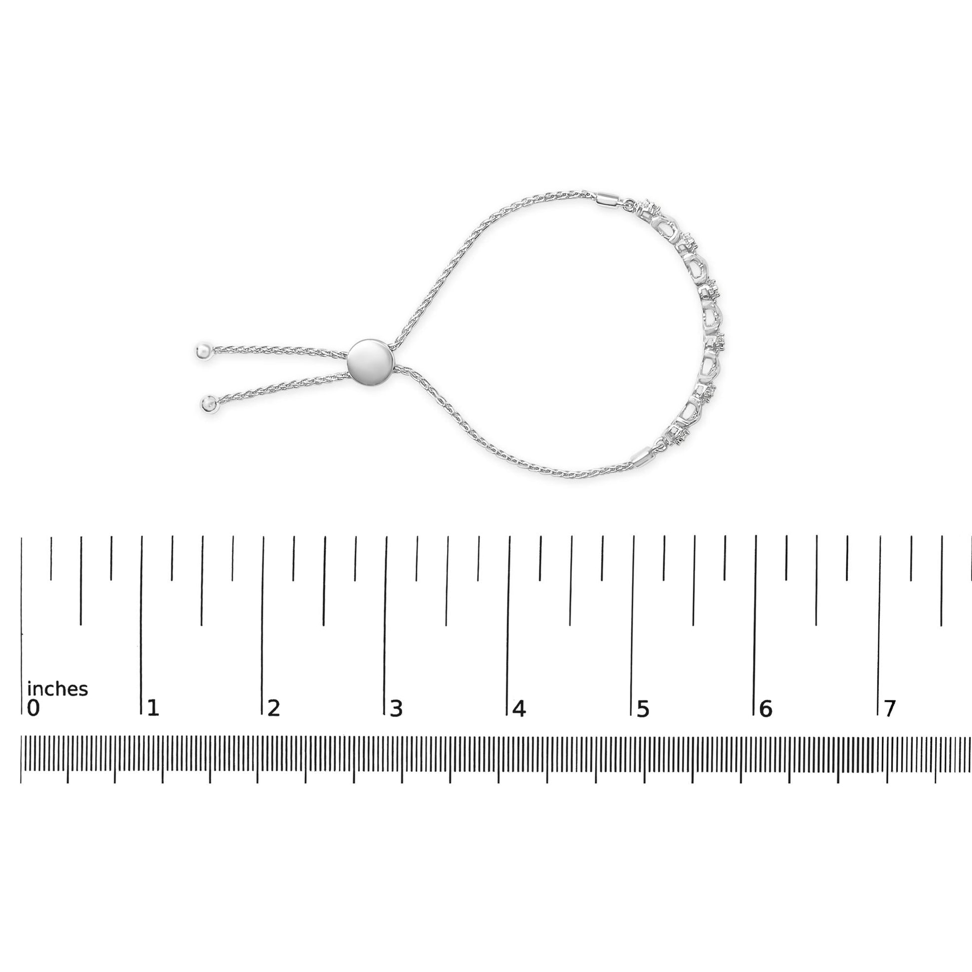 .925 Sterling Silver 1/6 Cttw Diamond X and O Bolo Bracelet-4
