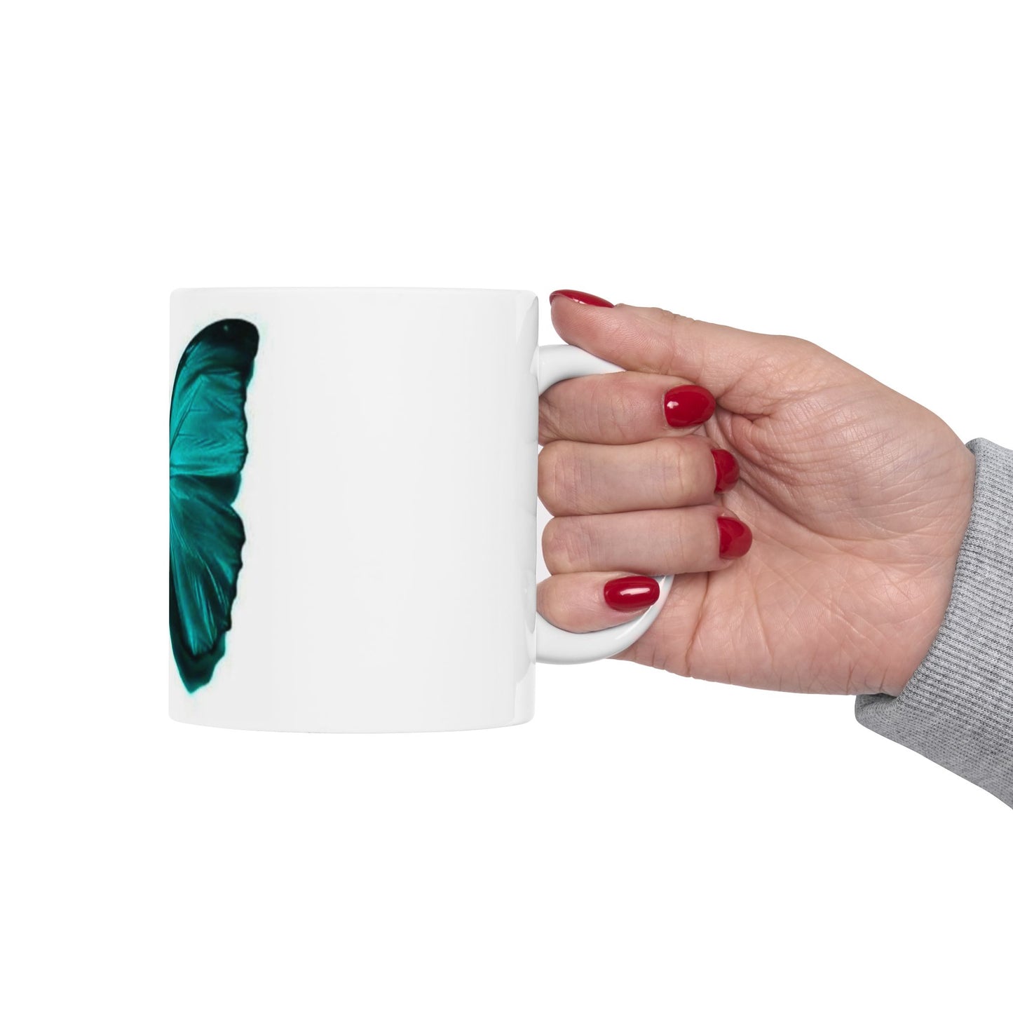 Beautiful Turquoise Butterfly Ceramic Mug - 11oz & 15oz, Nature Lover Gift, Decorative Drinkware, Boho Kitchen Decor, Birthday Present