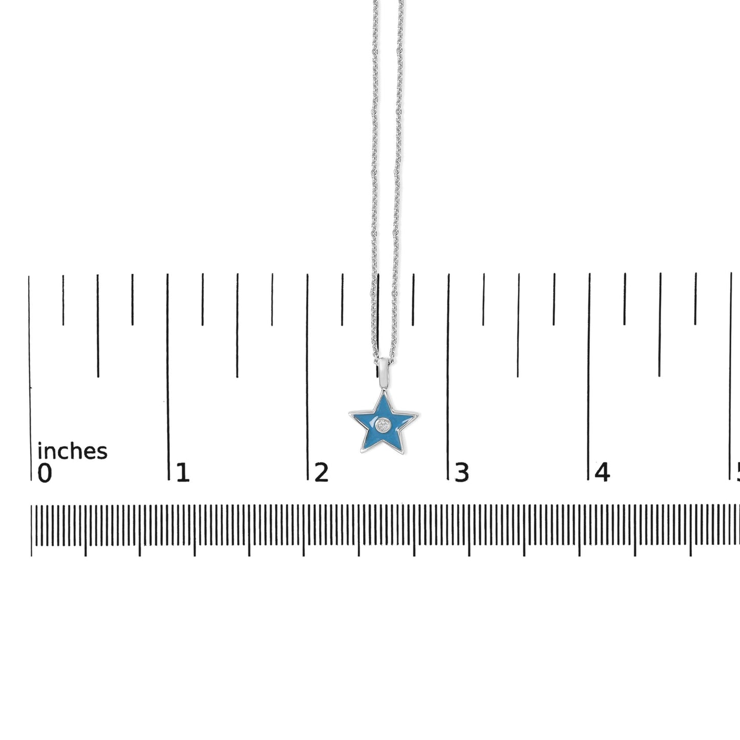 Sterling Silver Blue Enamel and Diamond Accent Star Pendant Necklace-4