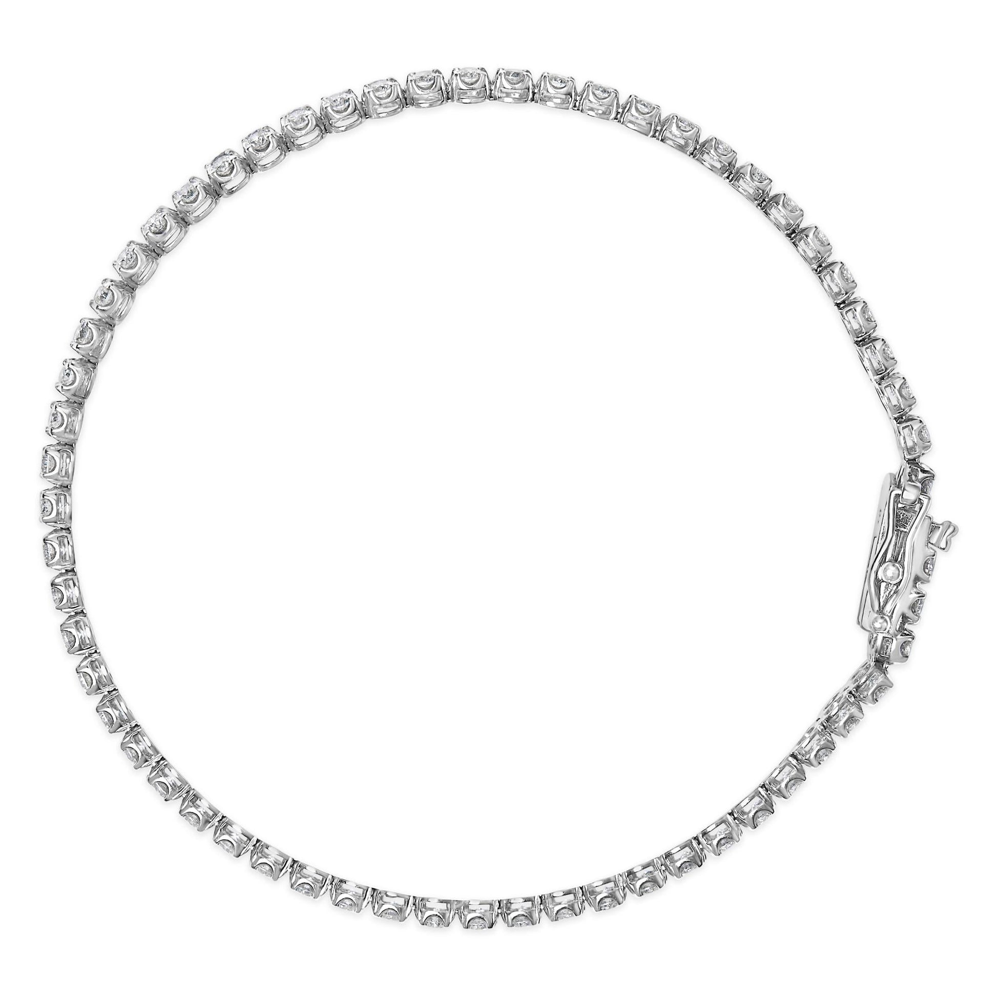 18K White Gold 5 3/5 Cttw Natural Diamond Double Row Link Tennis Bracelet (G-H Color, VS1-VS2 Clarity) - 7" Inches-3