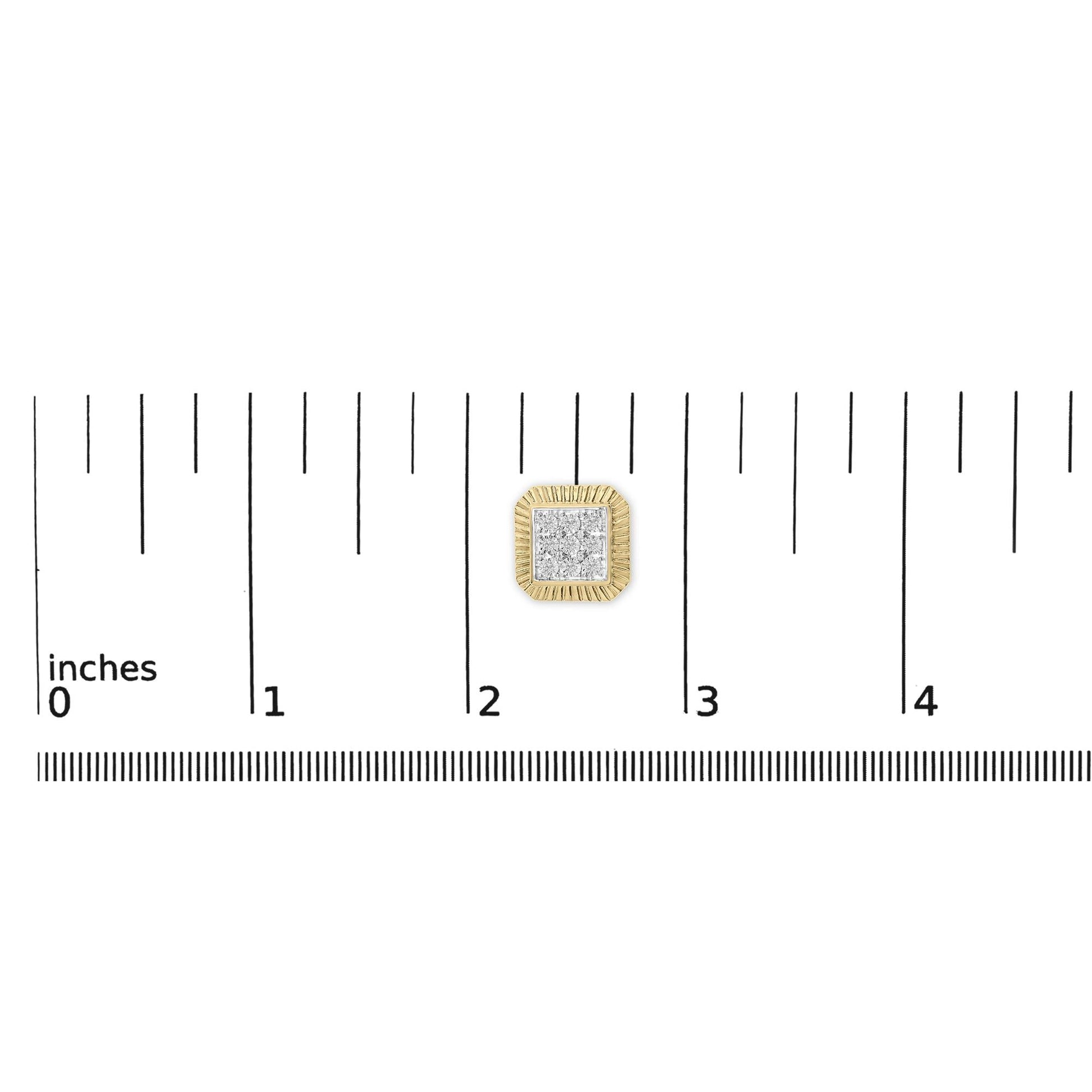 10K Yellow Gold Plated .925 Sterling Silver 1/6 Cttw Diamond Textured Halo Stud Earrings-4