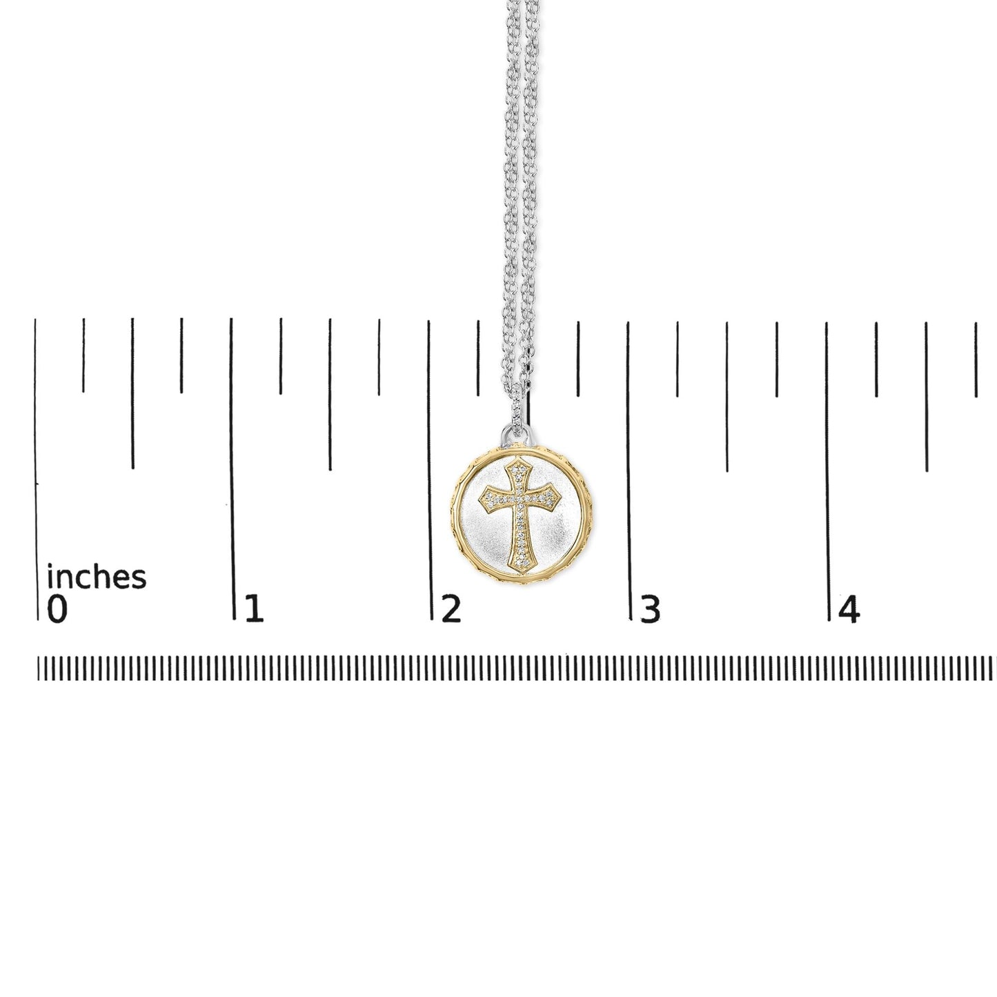 14K Yellow Gold Plated Sterling Silver 1/10 Cttw Diamond Cross Medallion Pendant Necklace-4