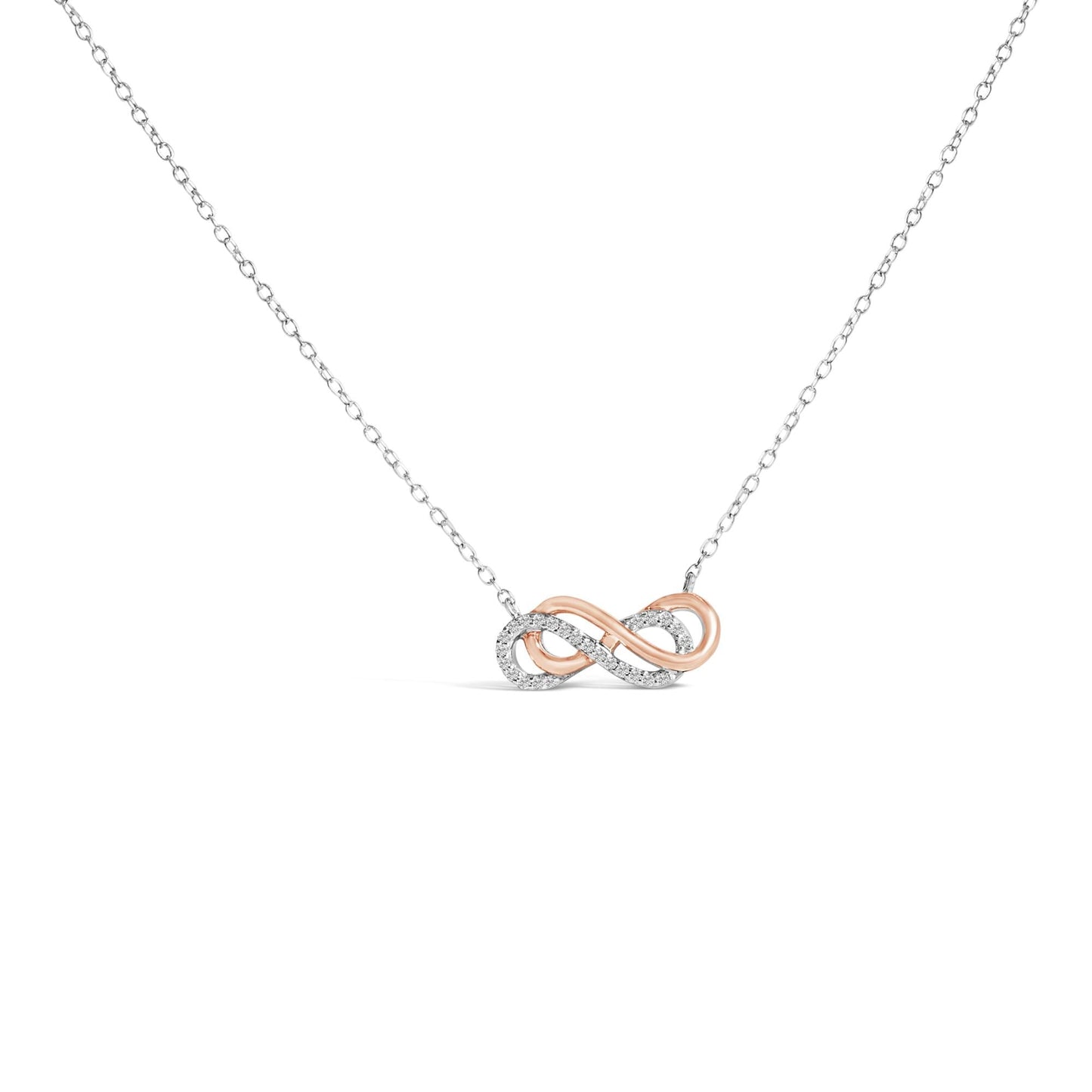 14K Rose Gold Plated Sterling Silver Diamond Accent Double Infinity Pendant Necklace-0