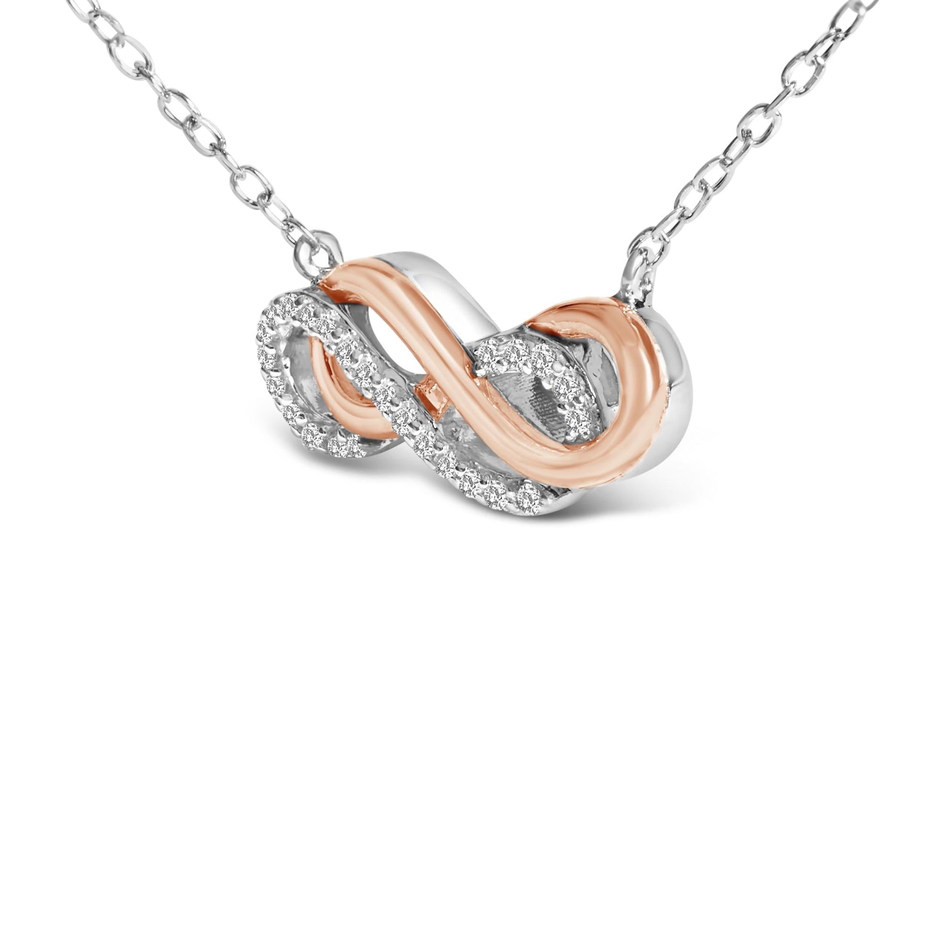 14K Rose Gold Plated Sterling Silver Diamond Accent Double Infinity Pendant Necklace-3