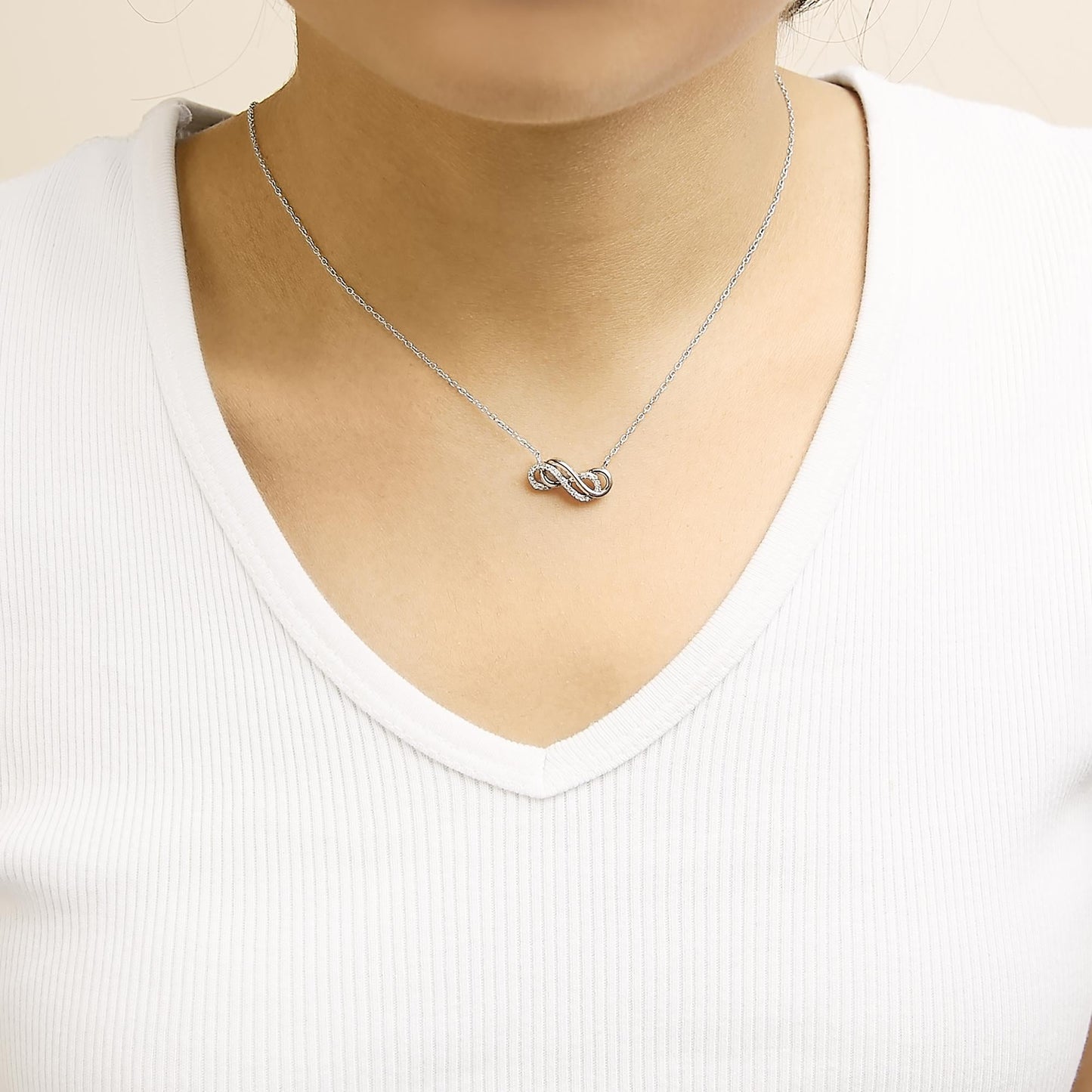 14K Rose Gold Plated Sterling Silver Diamond Accent Double Infinity Pendant Necklace-2